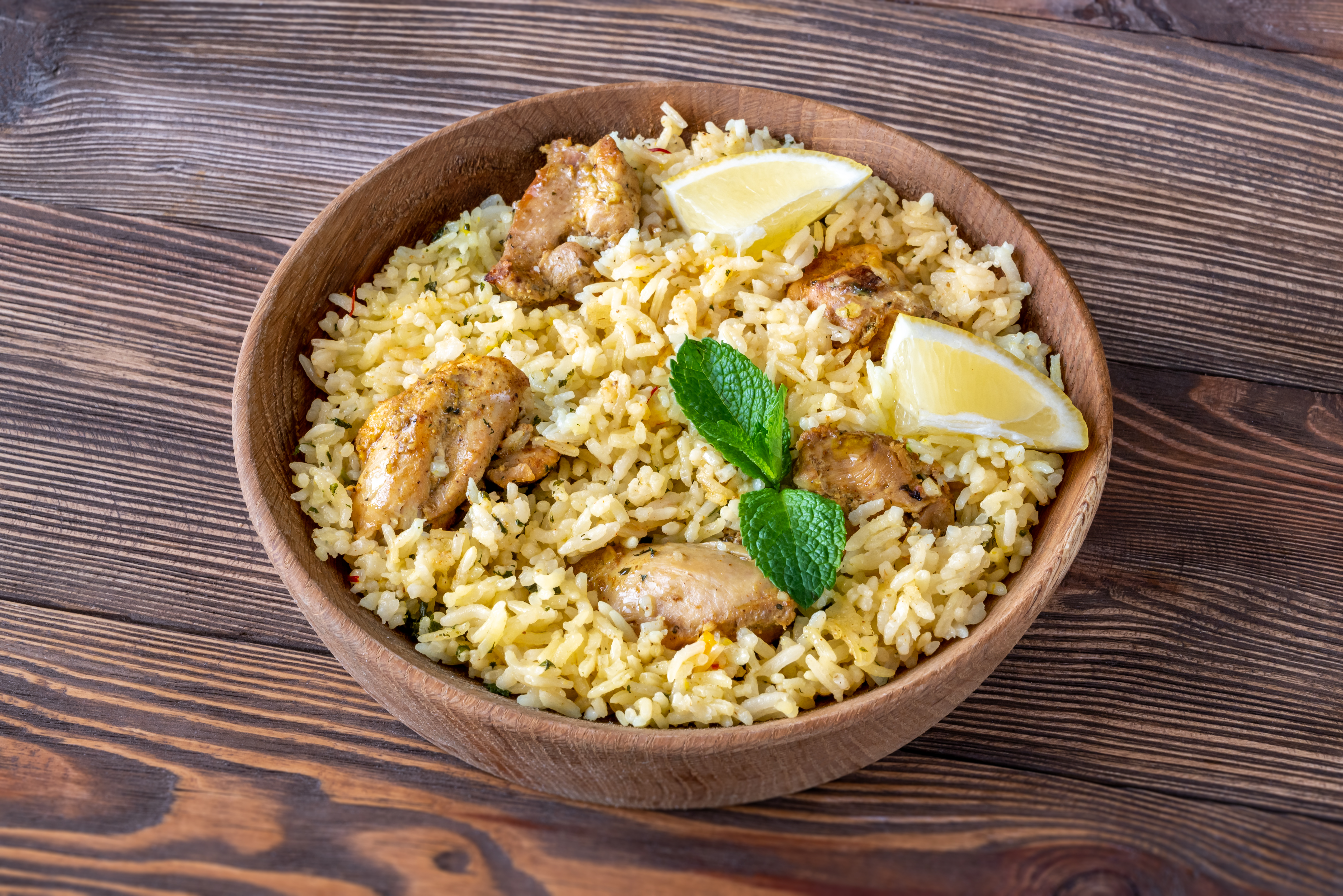 Chicken and rice with lemon sauce